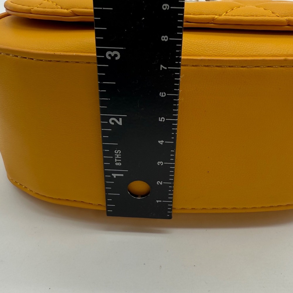 Badgley Mischka Yellow Quilted Vegan Leather Chloe Pearl Shoulder Bag $129 - Picture 5 of 12